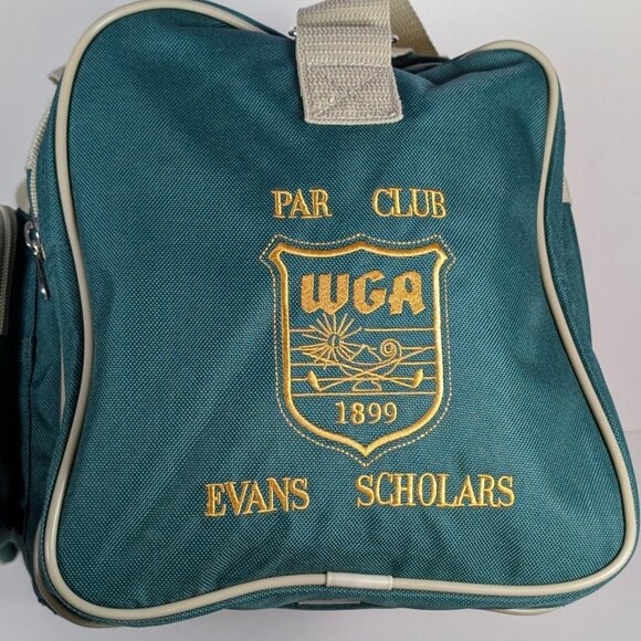 Vintage WGA Evans Scholars Par Club Golf Canvas Duffle Bag Green 1899 Gold Logo - Picture 2 of 6